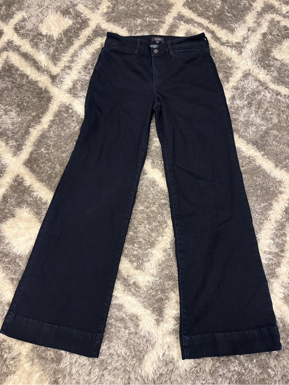 NYDJ Wide Leg Dark Blue Jeans - size 8. 32” inseam.